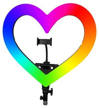 Многоцветная кольцевая селфи-лампа RGB &laquo;Сердце&raquo; с держателем телефона 33 см 51952/9 фото