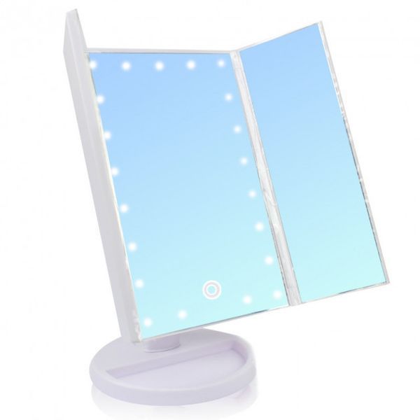 Потрійне косметичне дзеркало для макіяжу з підсвіткою LED Magnifying Mirror 56781 фото