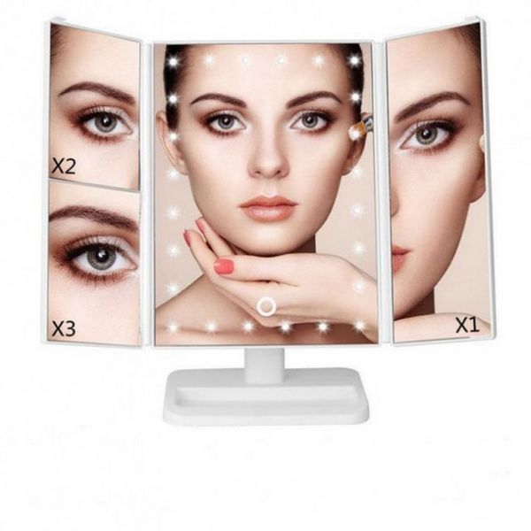 Потрійне косметичне дзеркало для макіяжу з підсвіткою LED Magnifying Mirror 56781 фото