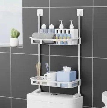 Подвійна туалетна полиця - органайзер STOREY TOILET RACK Стійка з поличками над унітазом, 31х20х5 см 52232/12 фото