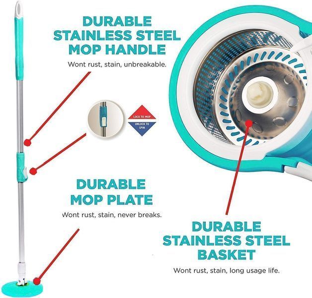 Швабра з відром обертове на 360&deg; Rotary Mop Wash X ∙ Турбо-швабра 360&deg; Rotary Mop Wash X з віджимом 57133 фото