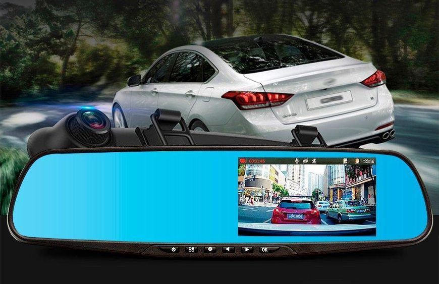 Відеореєстратор &ndash; дзеркало Blaсkbox DVR AK47 з камерою заднього виду ∙ Автомобільний реєстратор на 2 камери Full HD ∙ Режим фото 5 МП ∙ Датчик руху/удару ∙ Нічна зйомка ∙ Мікрофон 51779 фото