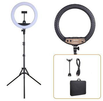 Светодиодная кольцевая LED лампа ZB-R14 (1 крепл.тел.) 220V (35см) | Портативная лампа для селфи без штатива 1272366422 фото
