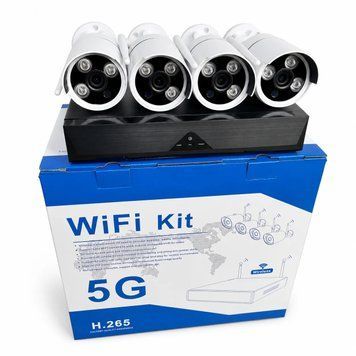 Бездротовий комплект відеоспостереження DVR KIT CAD Full HD UKC 8004/6673 WiFi 5G білий &bull; Набір на 4 камери з реєстратором для дому, офісу, складу та ділянки 58033 фото