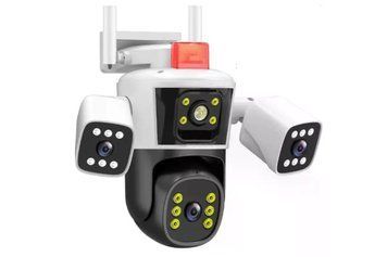 Поворотна вулична IP WiFi камера 12MP з 3 лінзами та застосунком Yoosee &bull; Погодозахищена камера відеоспостереження для дому, двору, дачі, складу та зовнішнього контролю 57714 фото