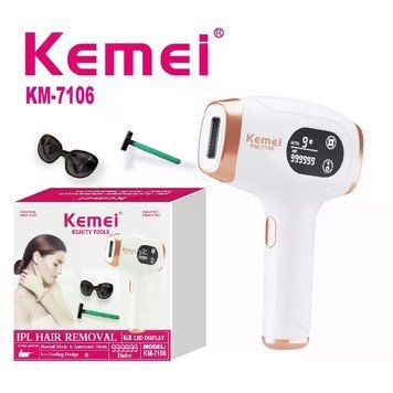 Фотоепілятор Kemei KM-7106 білий &bull; Домашній IPL-епілятор для видалення волосся на обличчі, ногах, руках, тілі, пахвах і зоні бікіні 58086 фото