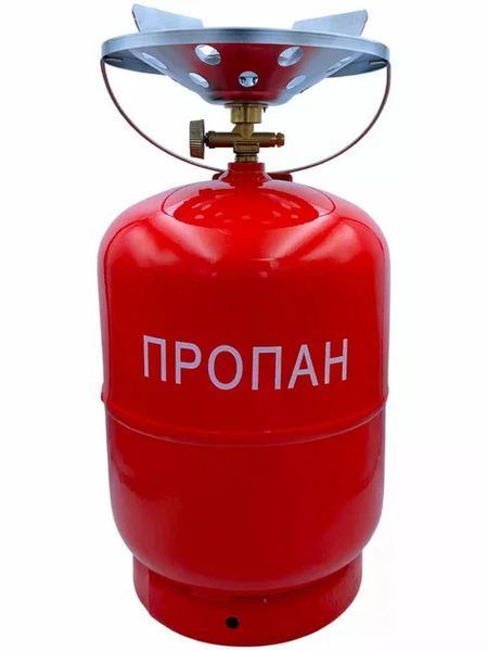 Газовий балон 12 л з пальником 22 см побутовий комплект &bull; Туристичний газовий комплект 2200 Вт з конфоркою, краном-перехідником і ручкою для перенесення 58394 фото