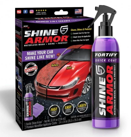 Поліроль для кузова авто Shine Armor ∙ Засіб від подряпин з серветкою - мікрофібра для полірування в комплекті, 236 мл 52737/40 фото