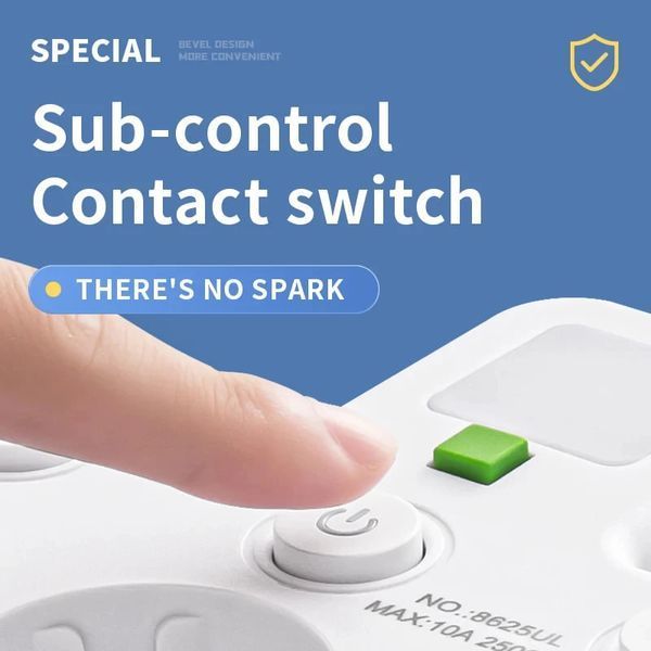 Універсальний перехідник HG-276 2500 Вт з 3 розетками ∙ Трійник з 2 USB + Type C Gtop HG-276 мережевий фільтр з підсвіткою 56870 фото