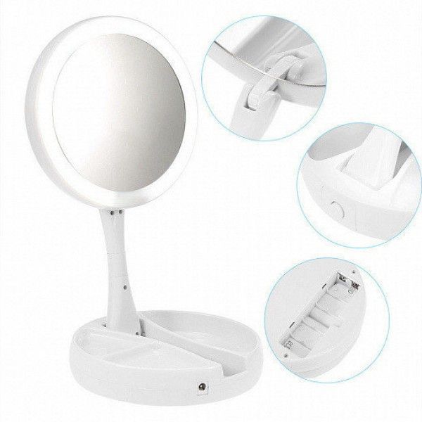 Складне дзеркало для макіяжу з Led підсвіткою My FoldAway Mirror з органайзером для косметики та аксесуарів 56787 фото