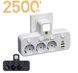 Універсальний перехідник HG-276 2500 Вт з 3 розетками ∙ Трійник з 2 USB + Type C Gtop HG-276 мережевий фільтр з підсвіткою 56870 фото 1