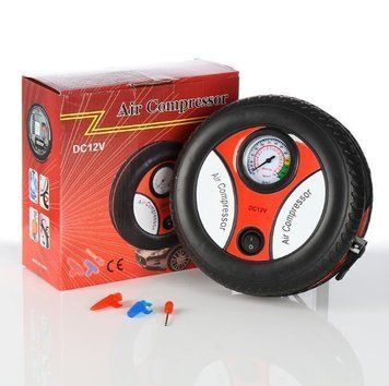 Компресор автомобільний портативний Міні КОЛЕСО Air Pump 250 psi &middot; Повітряний компресор для шин електричний авто-насос для підкачування коліс з манометром та набором голок 51354/5 фото