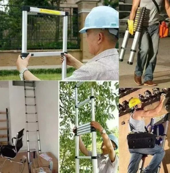 Складана телескопічна драбина LN-2,7 2,7 м &bull; Універсальна драбина-стрем&rsquo;янка для дому, дачі, ремонту, монтажу та господарських робіт 58043 фото