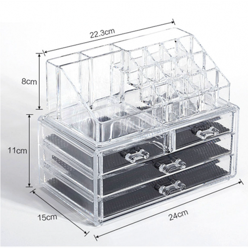 Органайзер для хранения косметики 3 drawer | Акриловый настольный ящик для бижутерии | Бокс для косметики 1288365279 фото