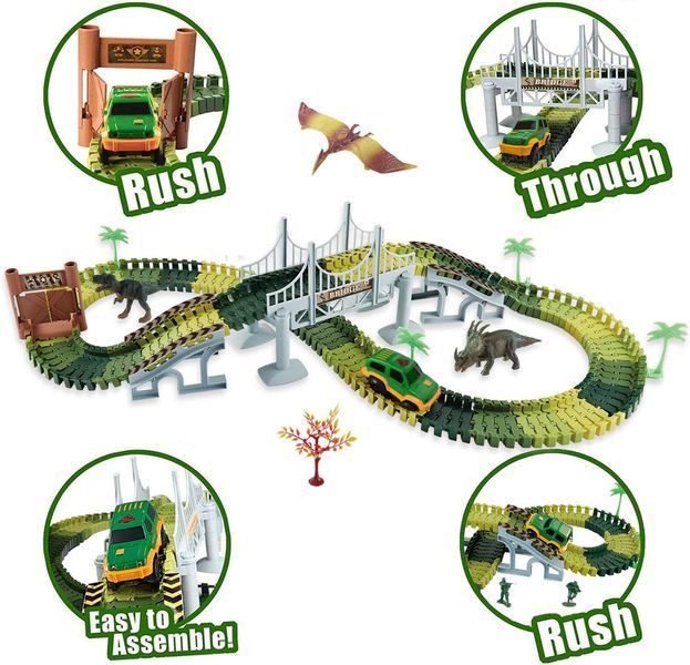 Автомобільний трек з динозаврами Dinosaur 1906 на 192 деталей ∙ Ігровий трек Dinosaur Tracks 1906 з динозаврами та електромашинкою 57308 фото
