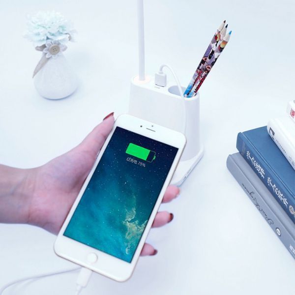 Настільна світлодіодна смарт-лампа 3в1 з вбудованим акумулятором та PowerBank 81009 фото