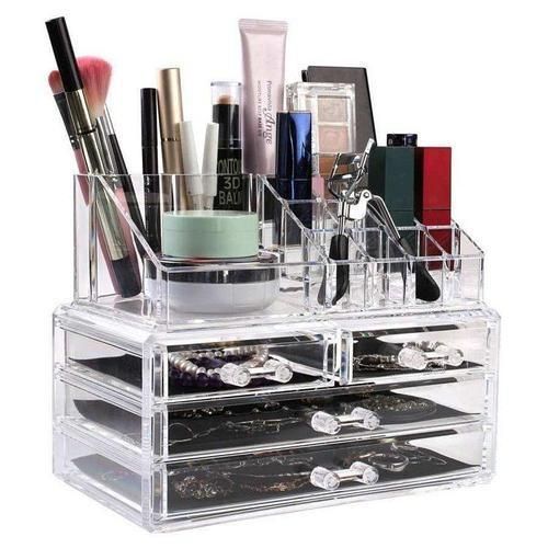 Органайзер для зберігання косметики 4DRAWER Акриловий прозорий настільний ящик - бокс для косметики та біжутерії 56783 фото