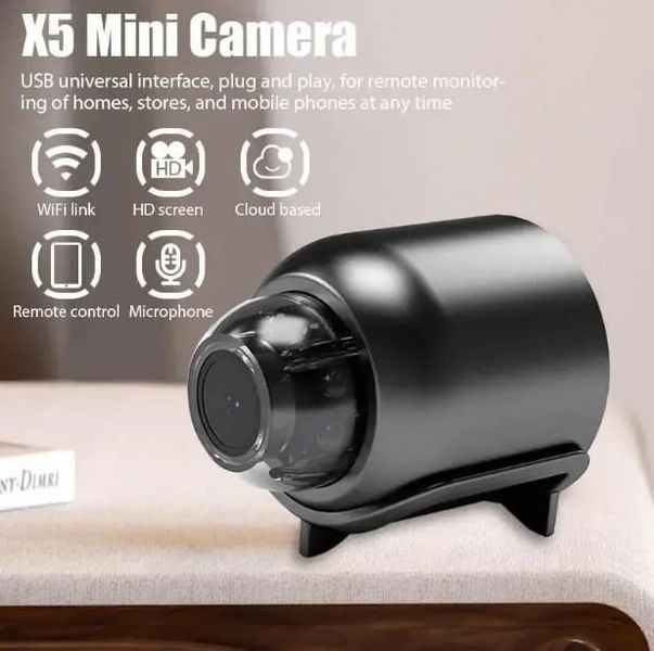 Бездротова міні-камера X5 Mini з датчиком руху &bull; Міні-камера IP відеоспостереження Wi-Fi FullHD 56201 фото