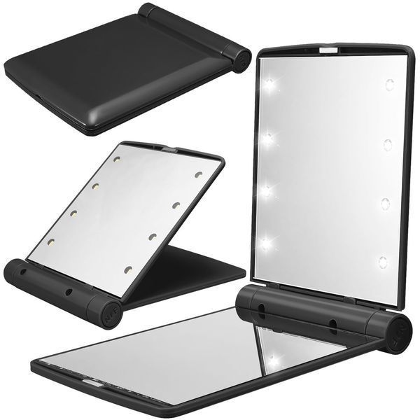 Кишенькове дзеркало з підсвічуванням Make-Up Mirror 8 LED Косметичне міні дзеркальце для макіяжу 51658 фото