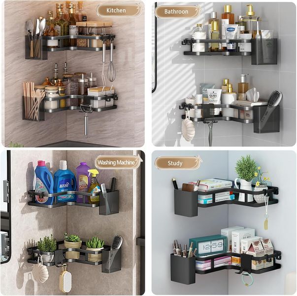 Кутові полиці для ванної Corner Shower Caddy ∙ Компактне та зручне зберігання аксесуарів Corner Shower Caddy 57119 фото