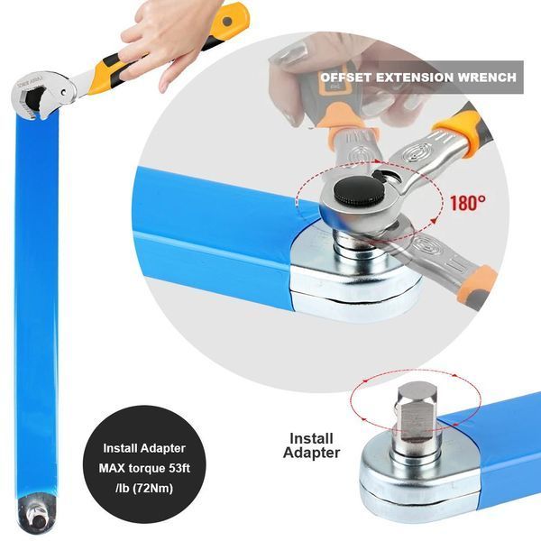 Подовжений тріскачковий ключ з адаптерами 1/4", 3/8", 1/2" &bull; Храповий ключ 15" для важкодоступних місць 55506 фото