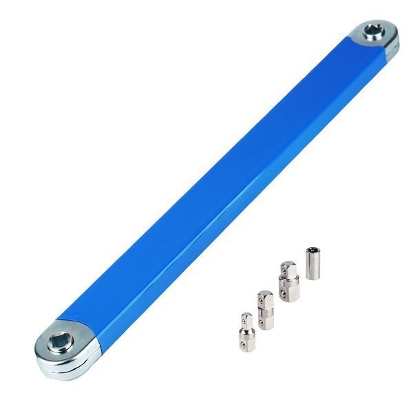 Подовжений тріскачковий ключ з адаптерами 1/4", 3/8", 1/2" &bull; Храповий ключ 15" для важкодоступних місць 55506 фото