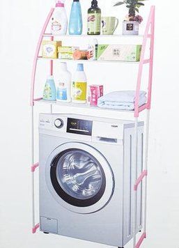 Підлогова стійка - органайзер над пральною машиною, 3 полиці | Етажерка з поличками для ванної кімнати | Рожева/блакитна 52693/5 фото