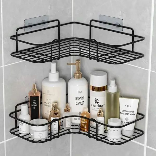 Кутова металева полиця-тримач для ванної кімнати Storage Rack ∙ Металева дротова кутова Storage Rack настінна полиця 56773 фото