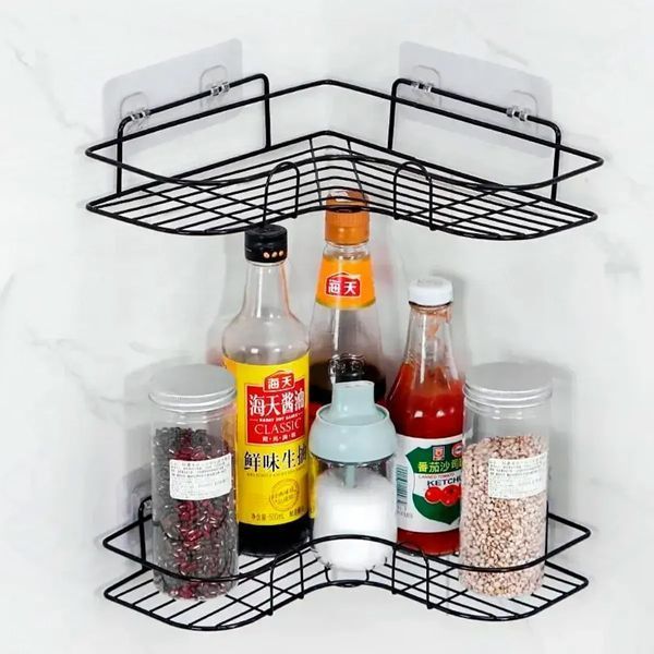 Кутова металева полиця-тримач для ванної кімнати Storage Rack ∙ Металева дротова кутова Storage Rack настінна полиця 56773 фото