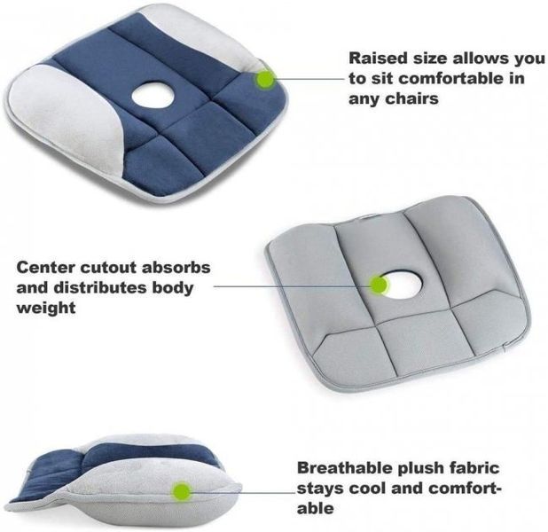 Ортопедична подушка для сидіння WOW Pure Posture Memory Foam Сидіння ортопедичне на стілець / автокрісло для розвантаження хребта 51595 фото