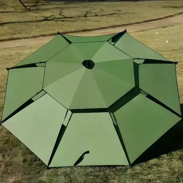 Рибальський зонт 2 м JTG2025-1khaki хакі з вентиляційним клапаном, чохлом і гачками &bull; Туристичний зонт для риболовлі та відпочинку на природі 58110 фото